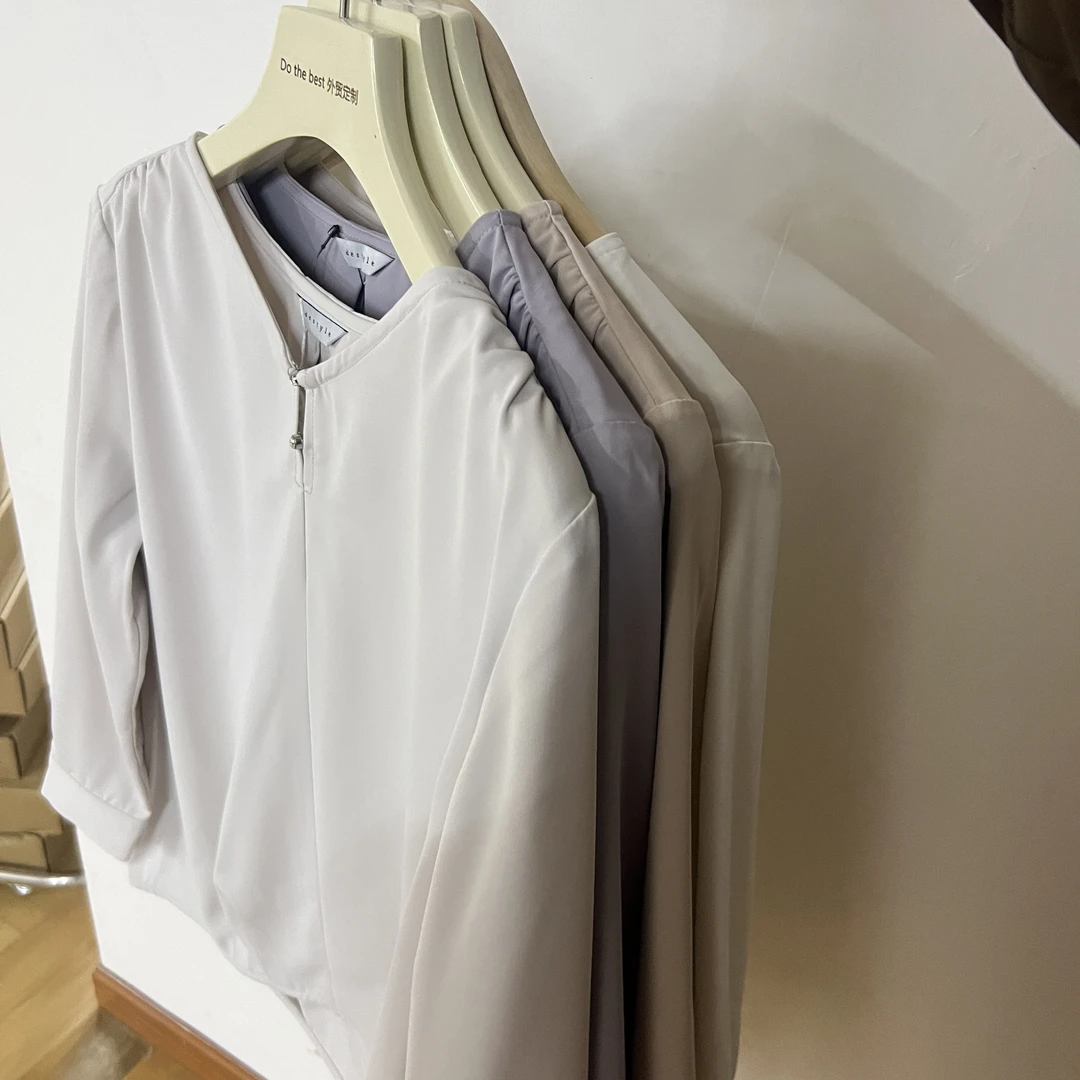 【DOBEST】高级感弹力缎面麻衬衫宽松显瘦减龄纯色