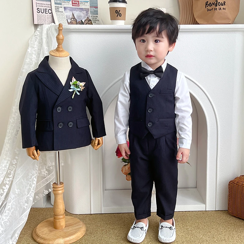 儿童西装套装宝宝周岁生日礼服男孩花童绅士西服中大童钢琴演出服
