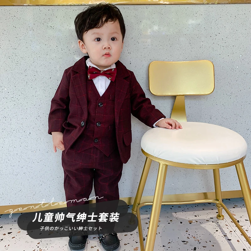 儿童西服男童礼服花童英伦男孩韩版演出服帅气小西装西服套装秋冬