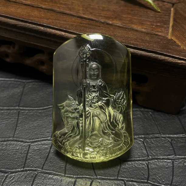 天然黄水晶地藏王吊坠男女款本命年吉祥谛听坐骑地藏菩萨项链挂件