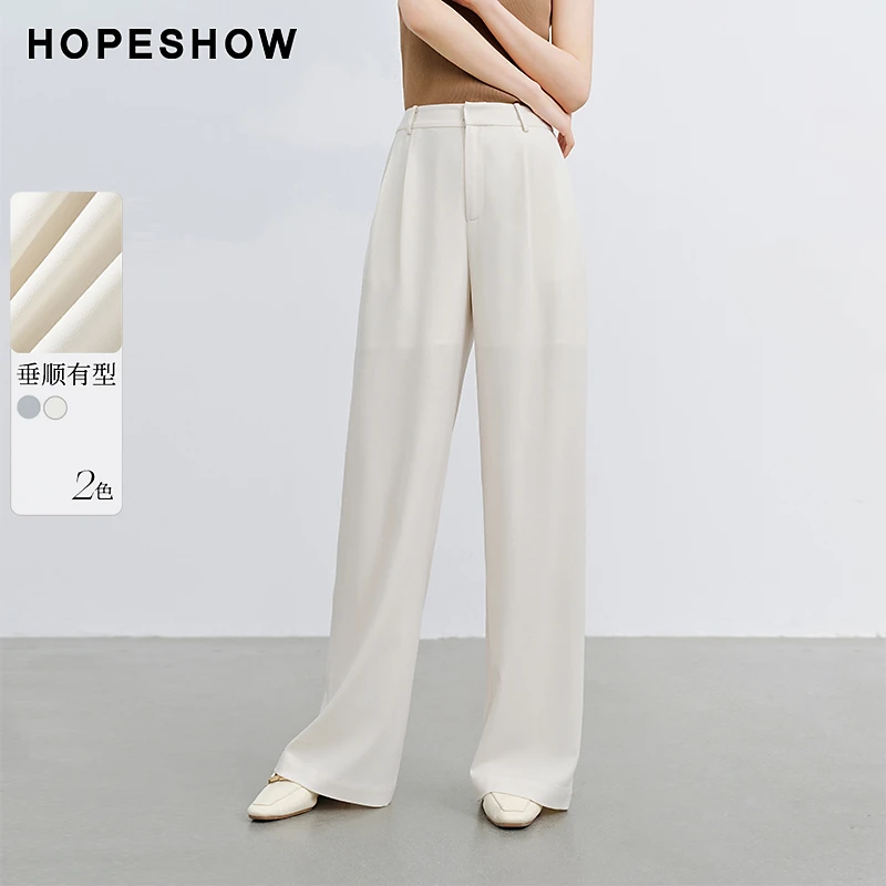红袖夏季2024新款女装 纯色压褶宽松阔腿长裤90124121203