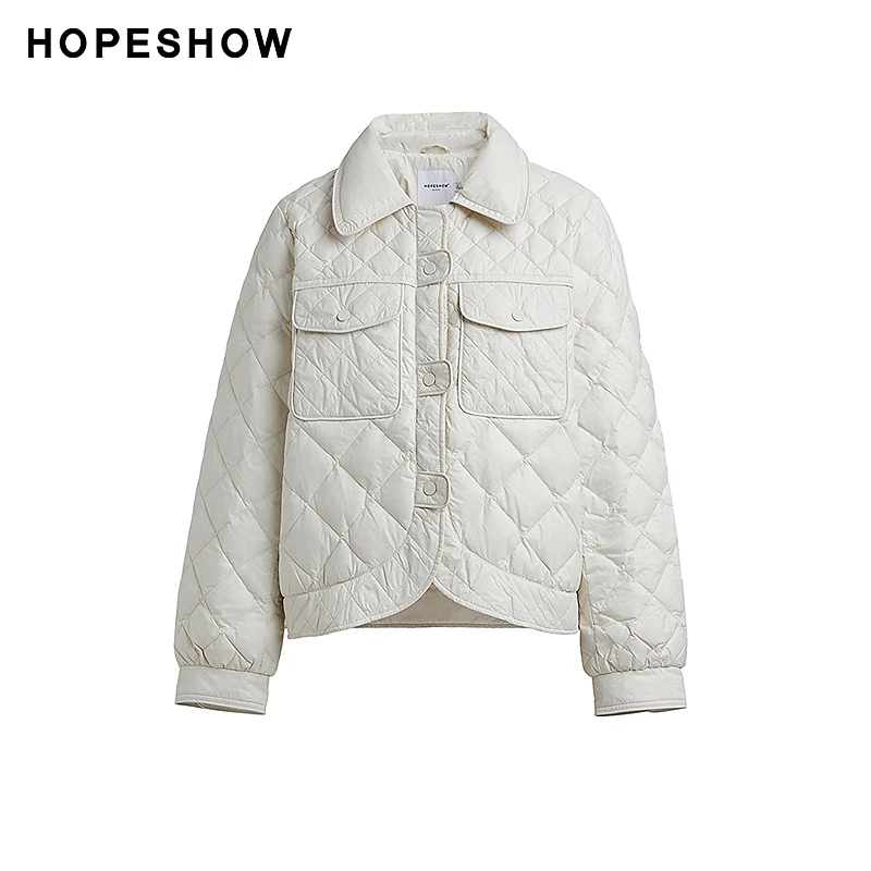 红袖冬季2023新款女装 格纹单排扣翻领短羽绒服89423370909