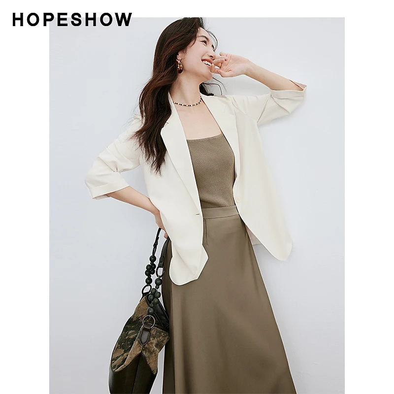 红袖2025夏季新款女装 凉感轻奢一粒扣翻领一手长西装90224102201