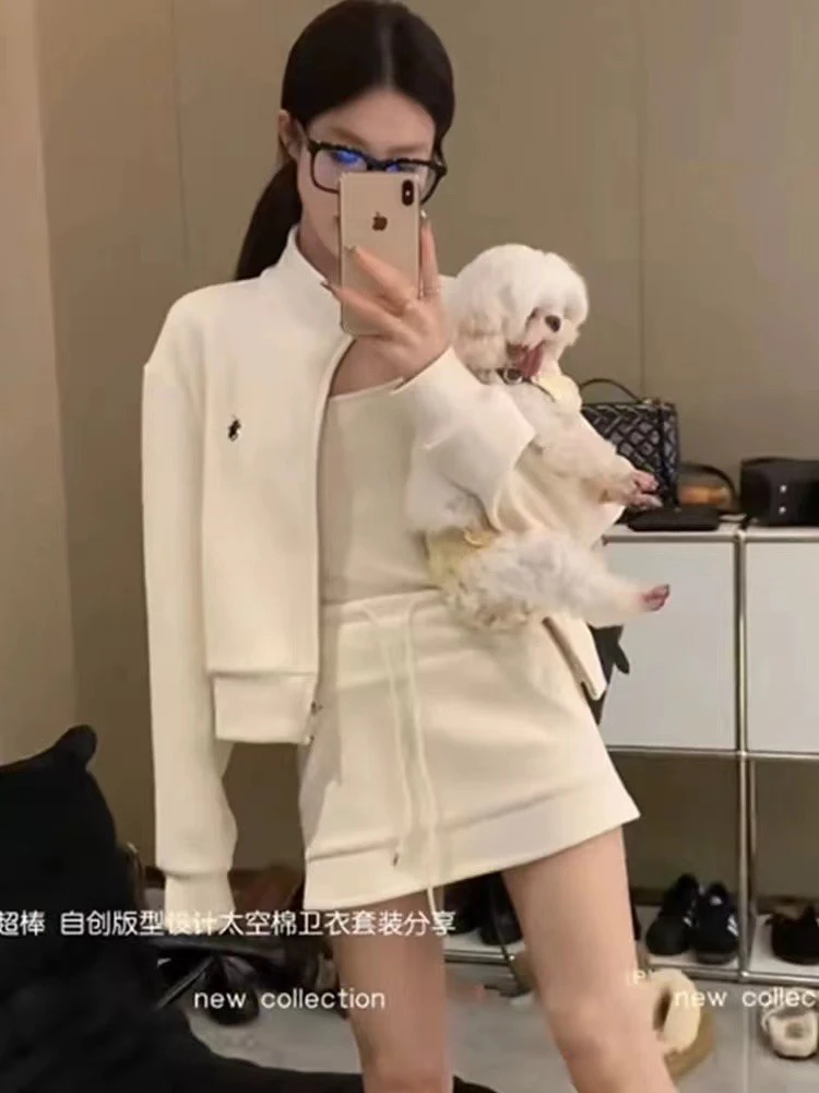 早秋穿搭套装2024秋季新款女装休闲时尚卫衣外套运动半身裙两件套