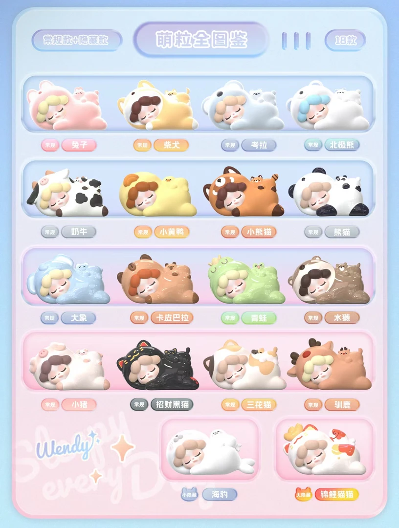 【代拆】Wendy萌粒每天都好困趴趴系列萌粒盲盒潮玩手办