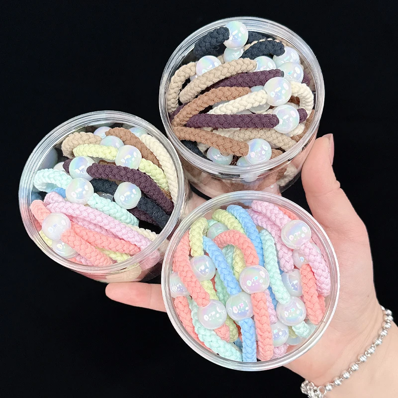 女孩发圈百搭简约头绳加粗黑色高弹力扎马尾辫宝宝彩色编织发绳