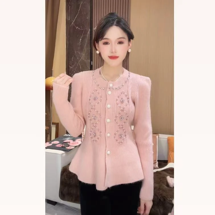 【气质温柔风】法式高级感手工钉钻气质毛衣秋冬洋气套头女圆领