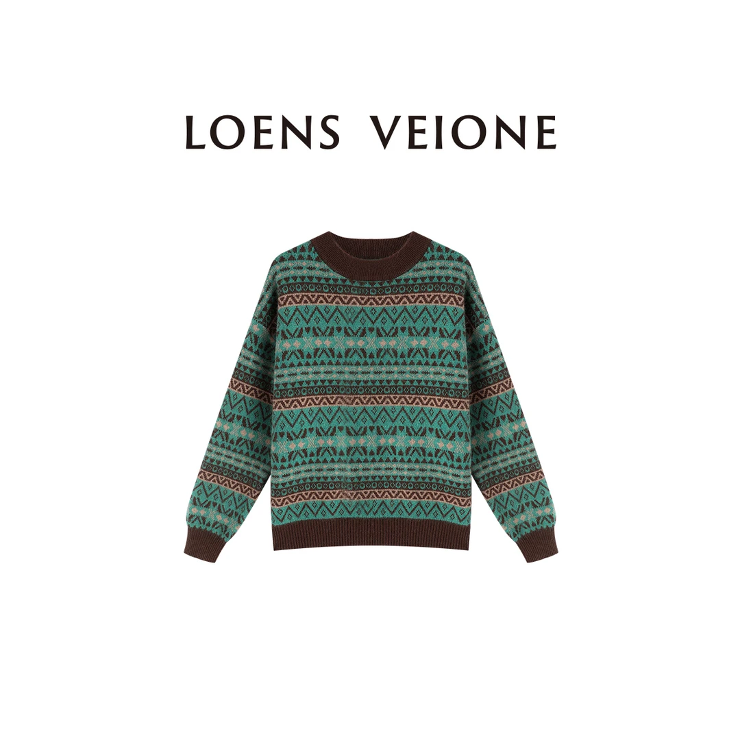 LOENS VEIONE/路斯威亚 新款绵羊髦+兔髦时尚套头毛衣24CVDA0344N