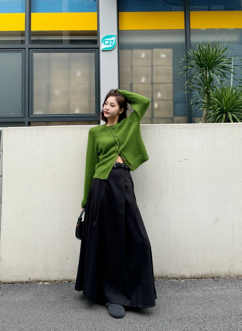 《郑大钱》2025春秋季ins休闲显瘦高腰气质西装半身裙