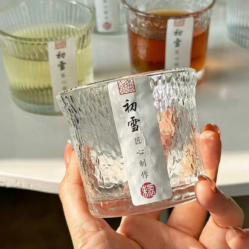 【6只装】玻璃锤纹杯日式初雪杯家用茶杯酒杯宿舍学生水杯ins果汁杯