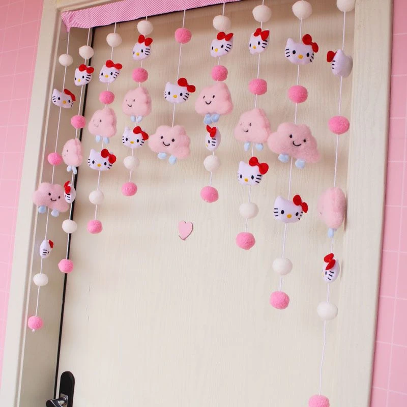 kitty猫房间装饰卧室门帘少女心红猫粉云朵多用途隔断门帘学生