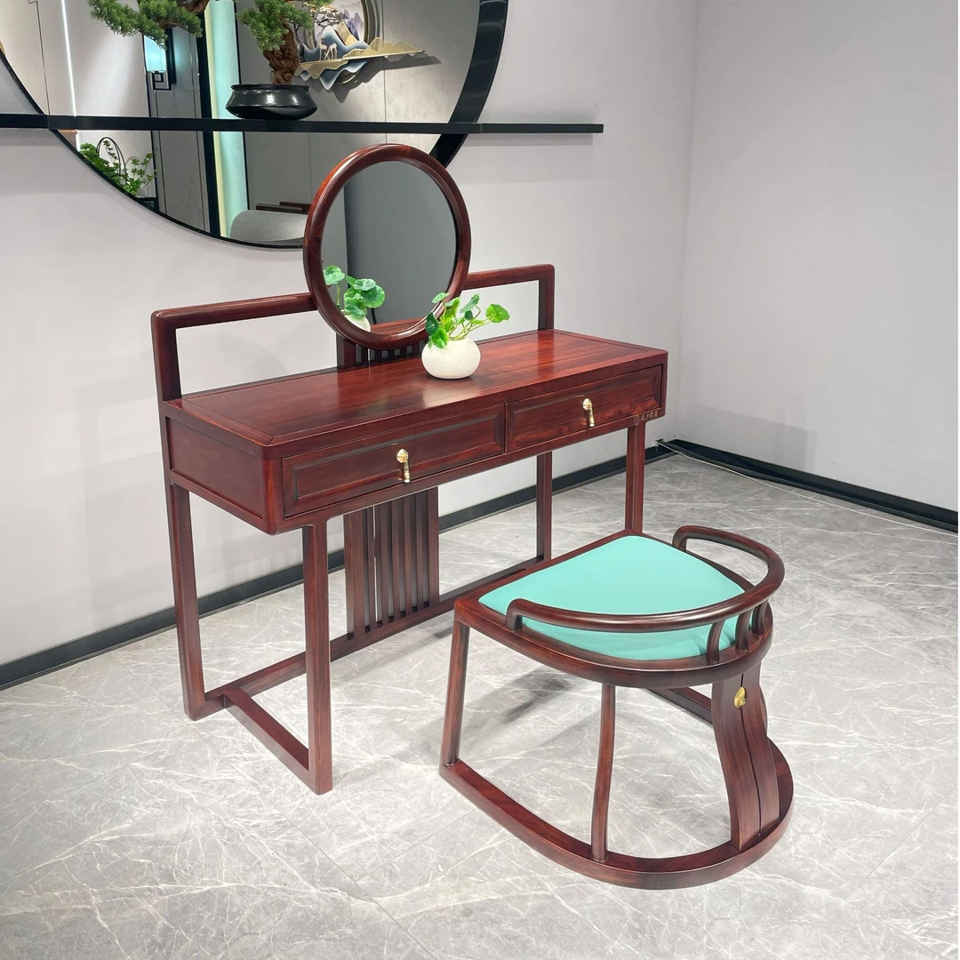 新中式黑檀实木梳妆台轻奢客厅家用简约禅意古典书房书桌椅