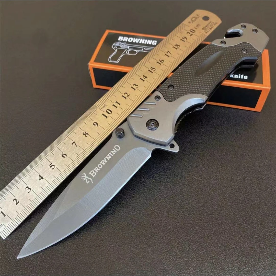 勃朗宁伸缩折叠刀削铁如泥野外生存露营锋利小刀多功能便携小刀具