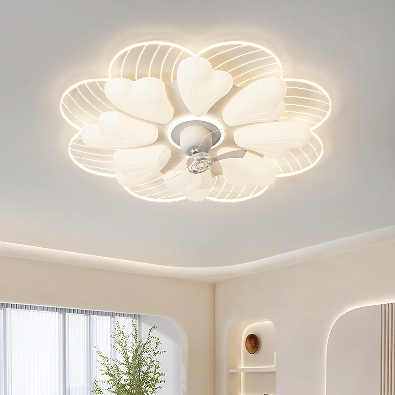 客厅主灯带风扇简约现代2026新款奶油风360度摇头变频卧室吸顶灯