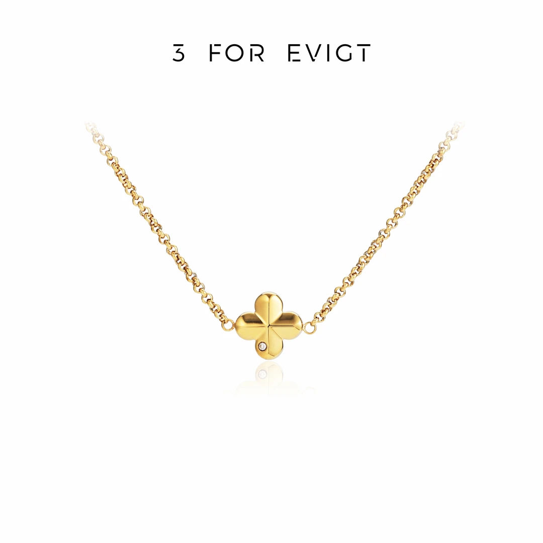 3 for evigt 钛钢项链 花窗系列海棠纹项链四叶草新中式锁骨链