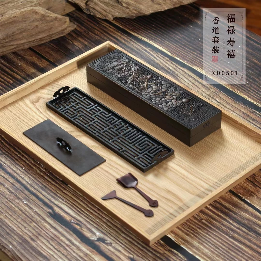 福禄寿禧松鹤延年纯铜香道套装不含托盘不翻车容易上手香炉高端