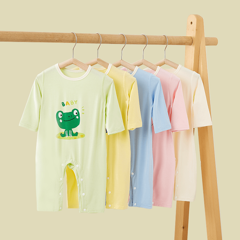 新生婴儿连体衣夏季薄款宝宝长爬哈衣睡衣家居服可外穿长袖空调服