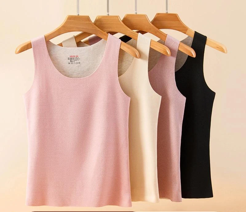 女士德绒背心秋冬内穿贴身无痕上衣打底修身女款无袖秋冬季