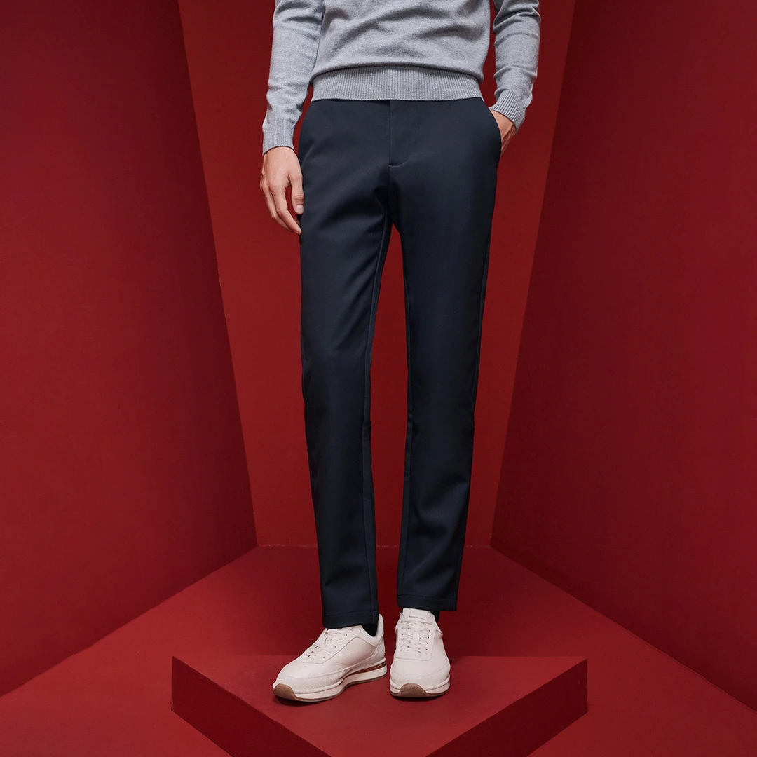 navigare意大利小帆船秋冬新款男士商务保暖休闲裤男裤