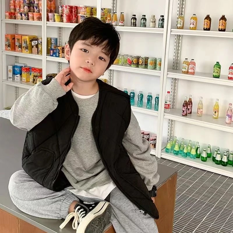 宝藏衣橱儿童秋冬加绒马甲男童保暖加厚坎肩中大童洋气韩版棉马夹
