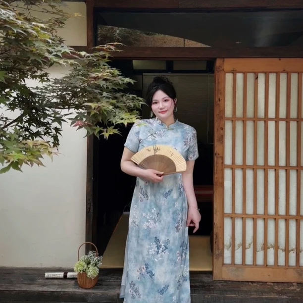 【爆款王见】哒头【蓝木桥】微胖大码2024年新款新中式改良旗袍连衣裙