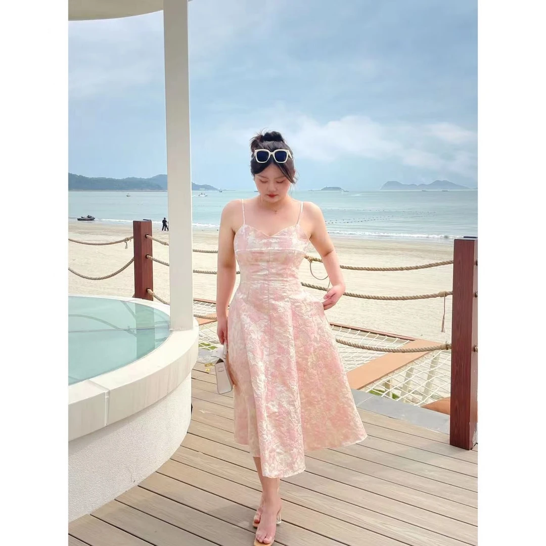 【新号浮力】哒头【梵高花yuan】微胖高级气质设计感显瘦大码连衣裙女