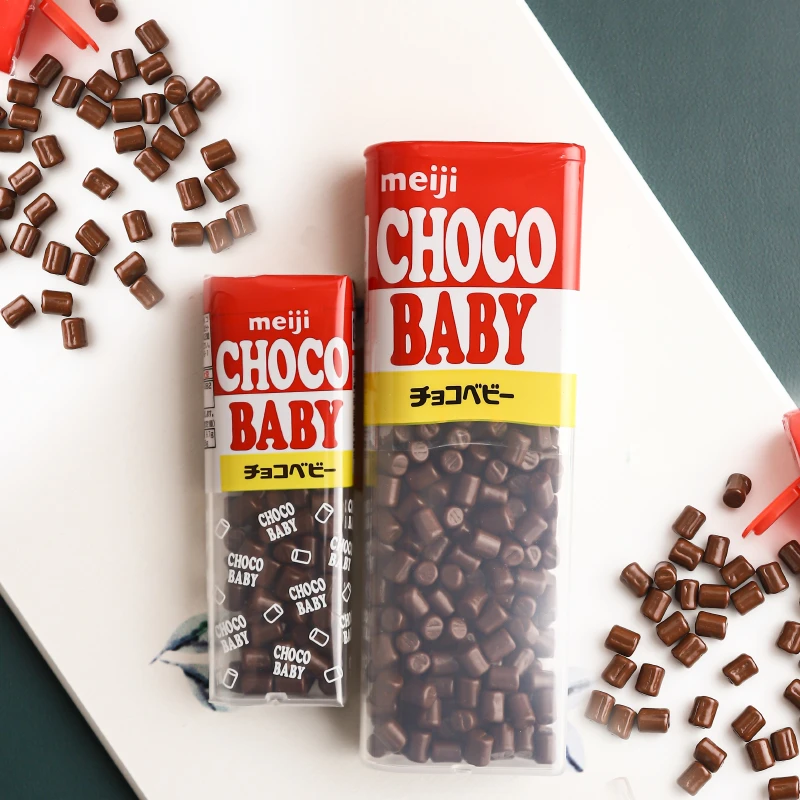 日本明治ChocoBaby迷你BB牛奶巧克力巧克力酱豆孩子零食糖果便携