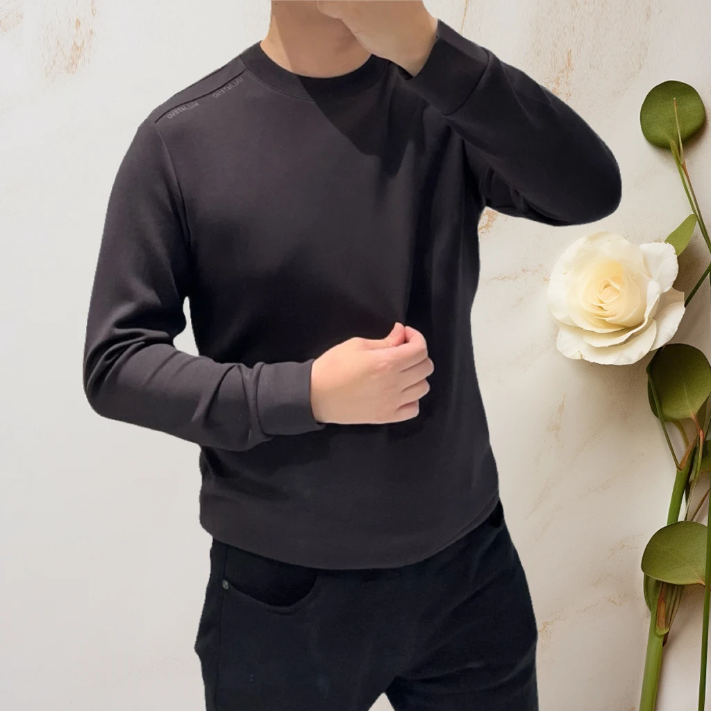 【宝鹿优品】男士卫衣 圆领拉绒休闲纯色百搭简约打底65629