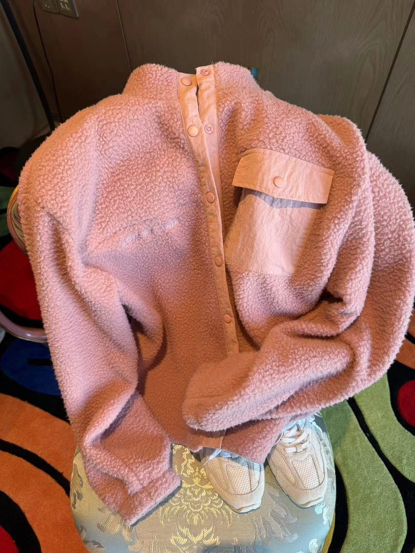 【张静芝】侧口袋小立领颗粒绒外套