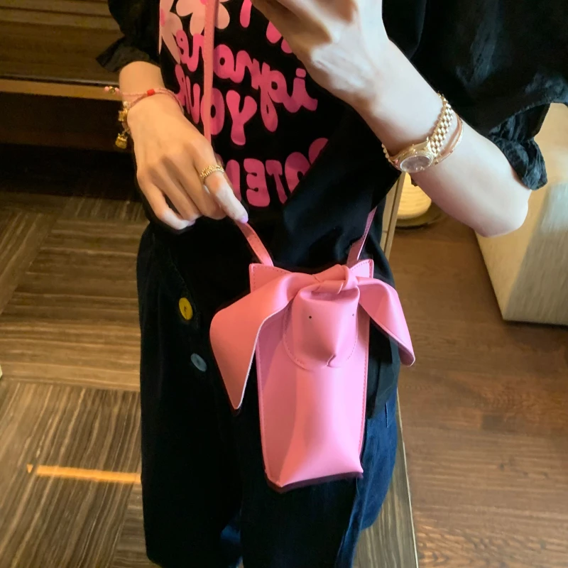 ◆张静芝 可爱卡通长耳朵小兔子百搭斜跨手机包