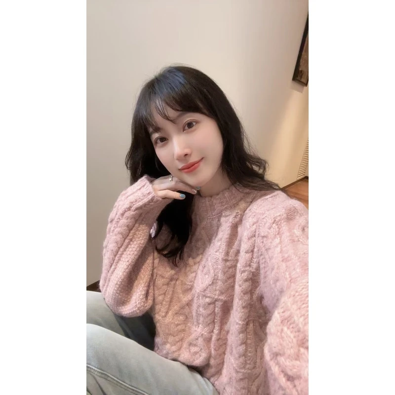 【张静芝】甜美减龄复古麻花纹路针织秋冬女生厚实毛衣