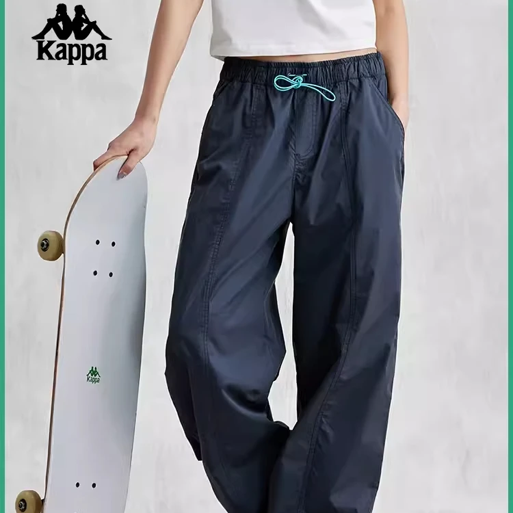 Kappa卡帕休闲裤2024新款女运动长裤潮流直筒裤小脚卫裤K0E42AX81