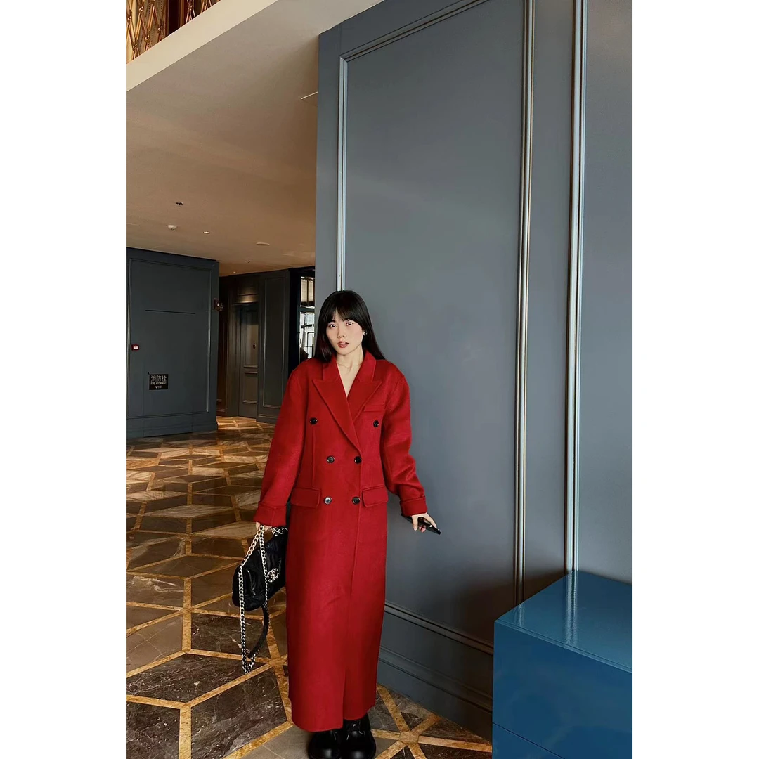 井迪儿【新年胜意】～70%羊毛新年战衣双面羊绒双排扣长款大衣