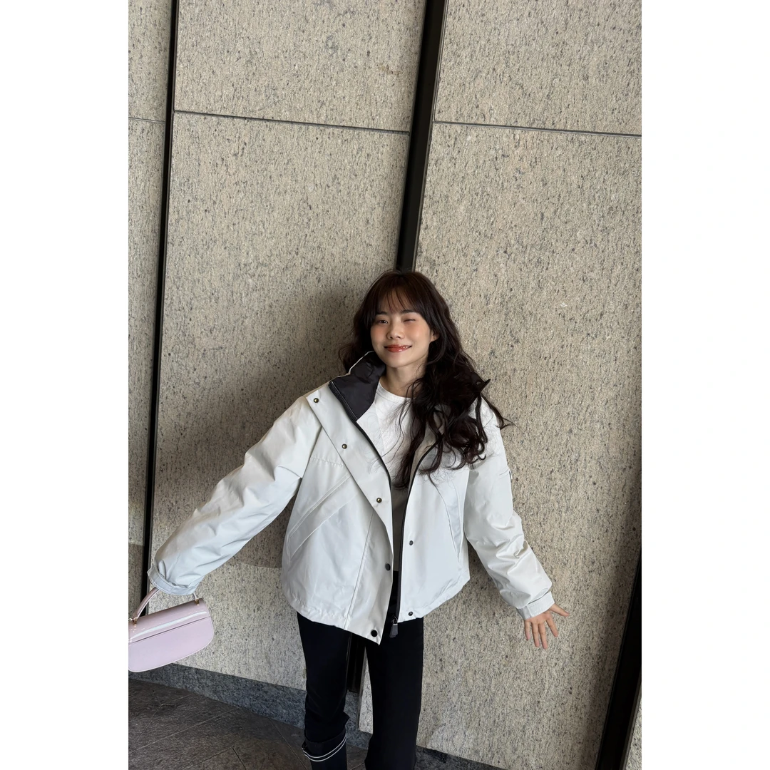 井迪儿【飞雪】90白鸭绒韩系短款防风连帽保暖冲锋衣羽绒服外套