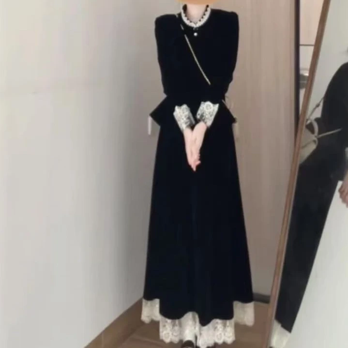 XIE3  法式宫廷风气质高级感连衣裙6248（带腰带）