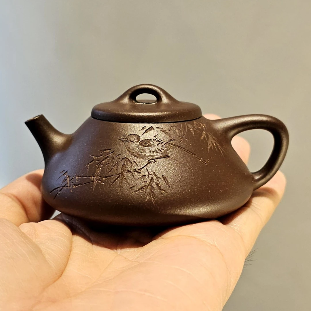 子冶石瓢壶 约100cc 原矿老紫泥 手工紫砂壶 家用泡茶茶具 内推孔