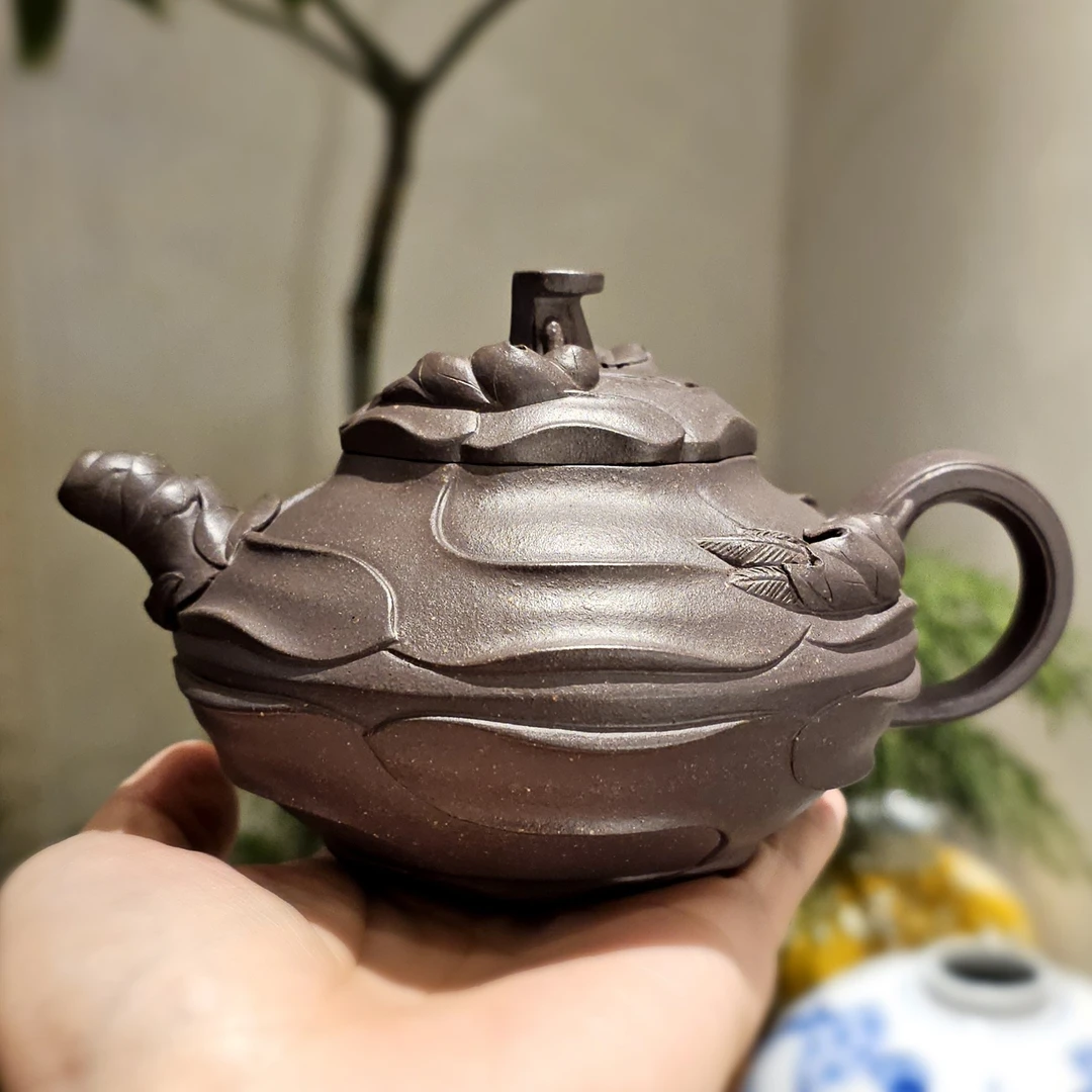 全手工 风卷葵紫砂壶 青灰泥 研究员级高级工艺美术师全手工制作
