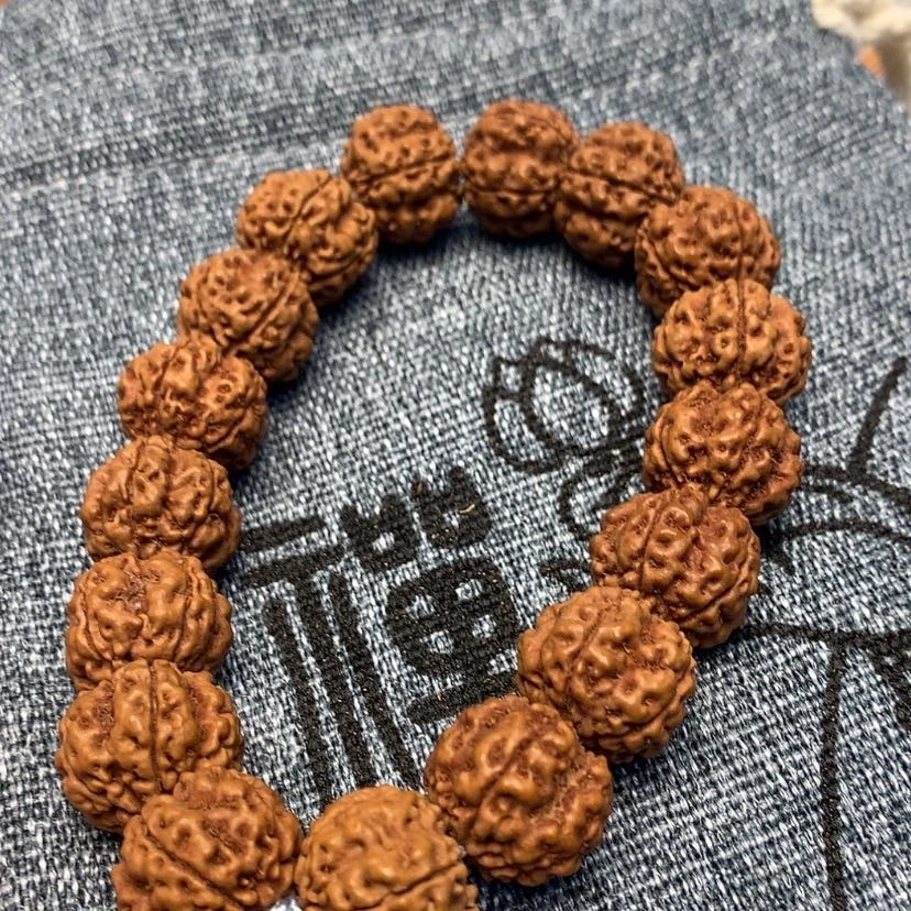 霸王花红皮铁籽18mm金刚菩提手串梅花桩深沟爆肉原生态小金刚1.8