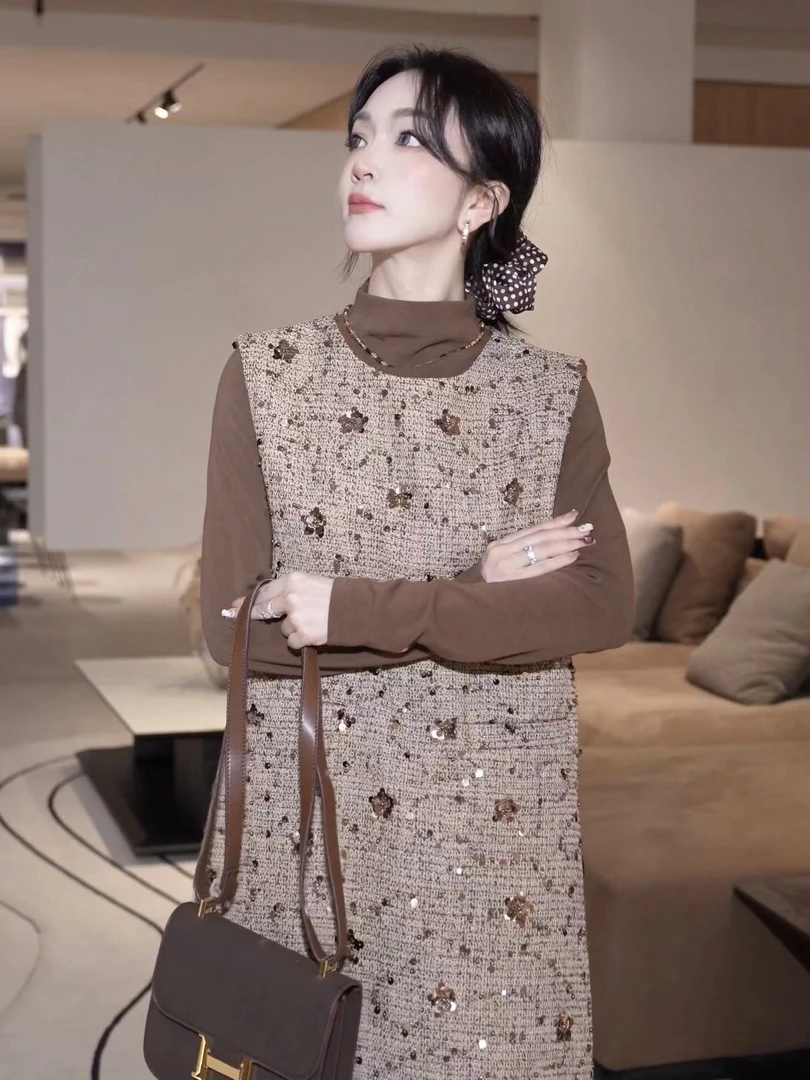 MIERSEOUR黑l金系列【暮秋晚风】法式小香粗花呢连衣裙套装8833172