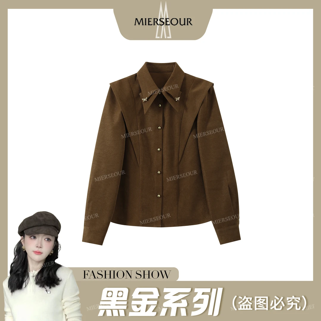 MIERSEOUR黑l金系列【鎏金时光】小众设计衬衫上衣86A1703