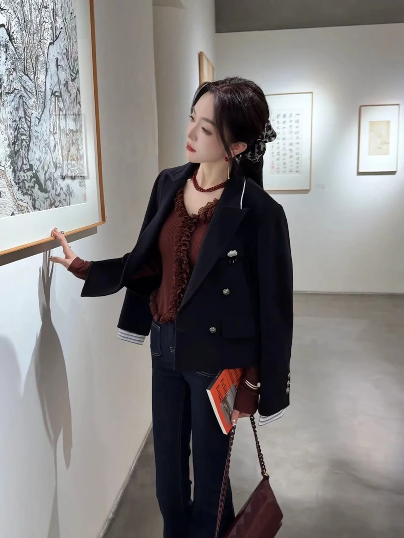 MIERSEOUR黑l金系列【都市序曲】秋冬通勤风西装翻领大衣2809