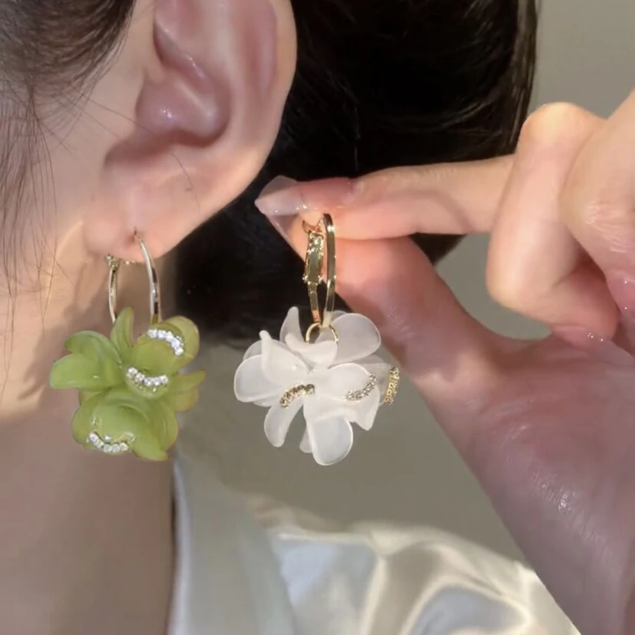 铁合金亚克力耳饰 153【雪莲花】百搭耳环女气质显女人味耳饰高货