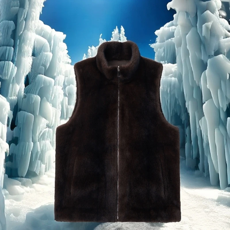 海宁春秋冬新款休闲商务男士款立领纯色双面穿马甲外套简约06