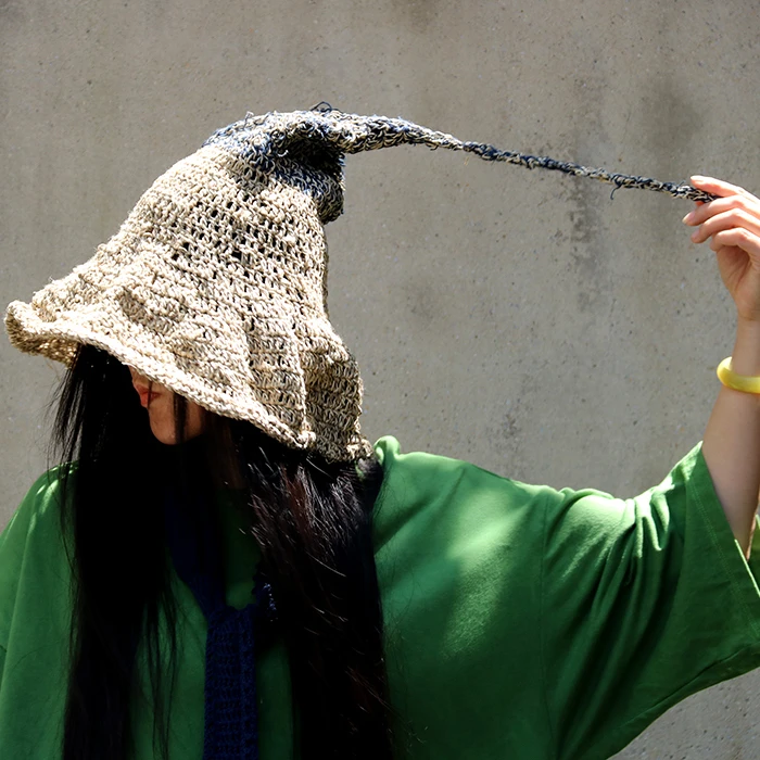 只为顺心～暖丑自制植物染柞蚕丝火草线麻线手钩巫师精灵帽限量款