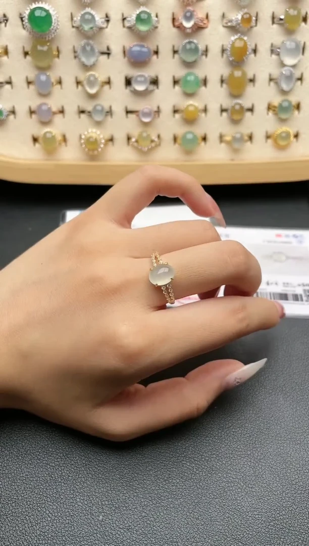【闪购商品】翡翠戒指银S925镶嵌一物一证一礼盒