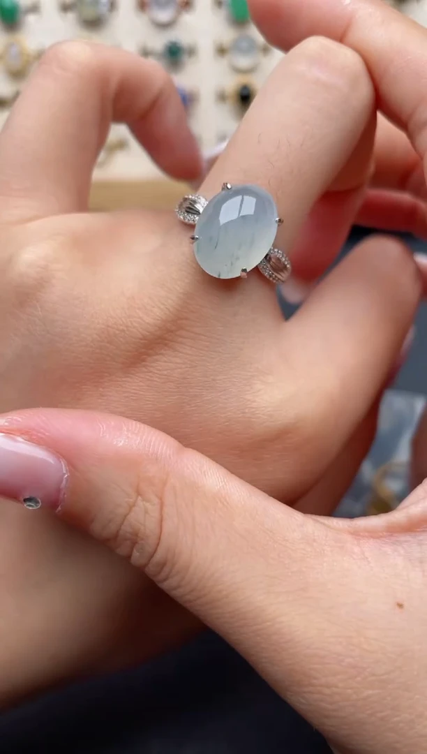 【闪购商品】翡翠戒指银S925镶嵌一物一证一礼盒