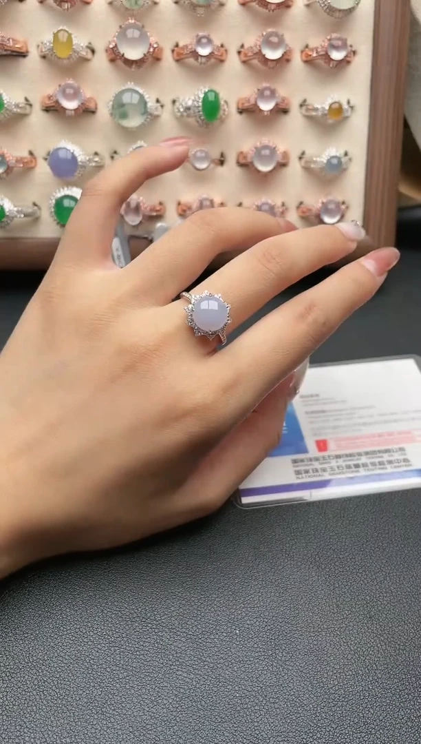 【闪购商品】翡翠戒指银S925镶嵌一物一证一礼盒