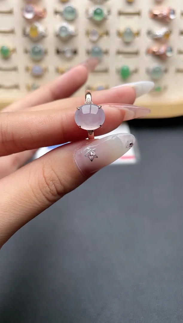 【闪购商品】翡翠戒指银S925镶嵌一物一证一礼盒