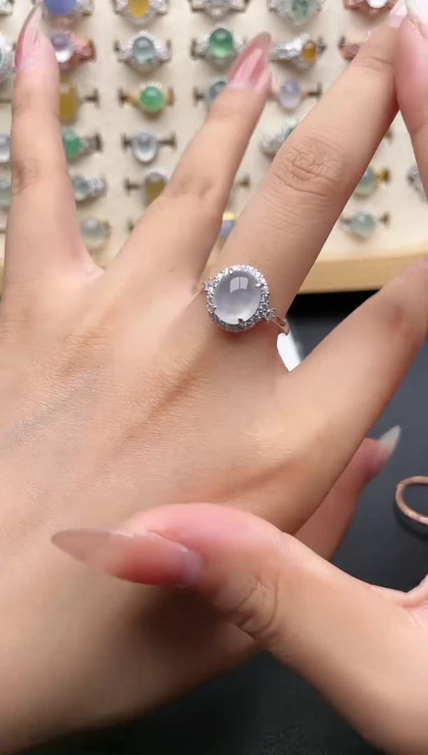 【闪购商品】翡翠戒指银S925镶嵌一物一证一礼盒