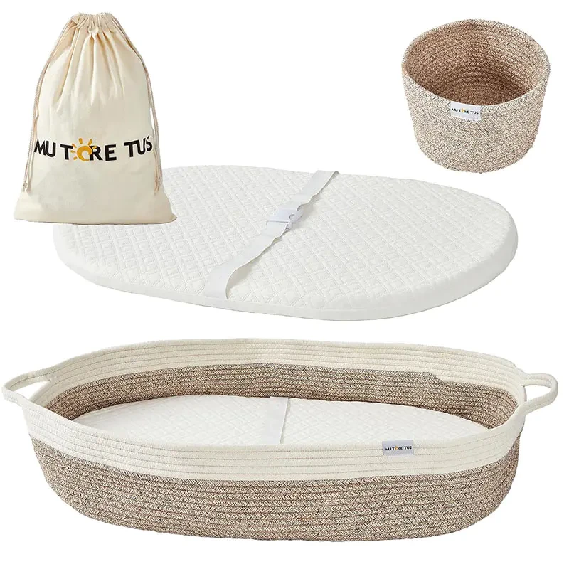 美国Q.M环保认证 手工棉绳编织篮子 防水泡沫布垫 宠物窝